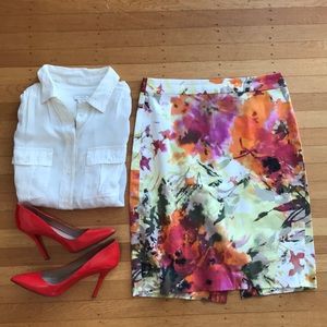 Floral J.Crew Pencil Skirt